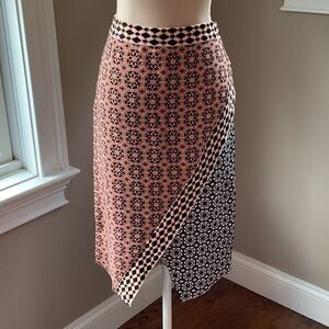 Anthropologie Asymmetrical Skirt in Peach and Black